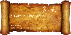 Kupás Adrián névjegykártya