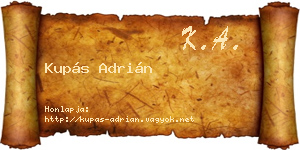 Kupás Adrián névjegykártya